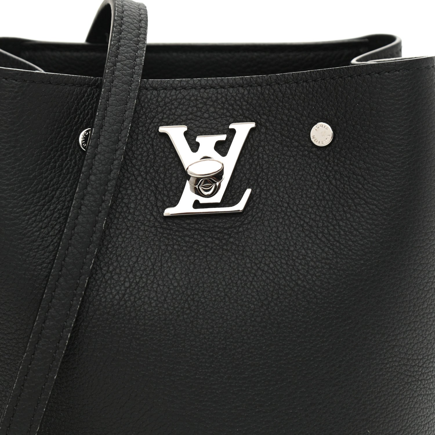 Louis Vuitton Calfskin Nano Lockme Bucket Black 7 of 9