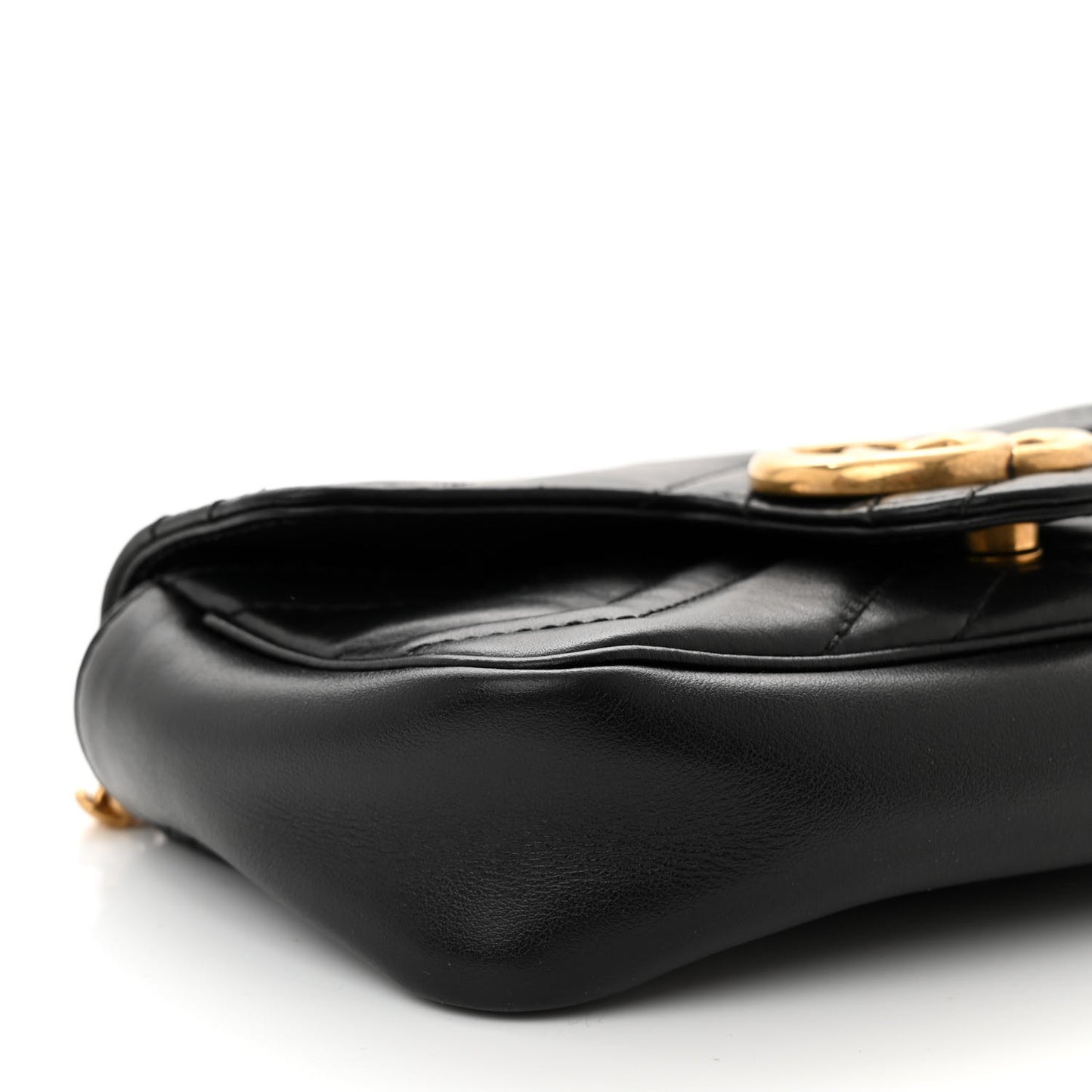 Calfskin Matelasse Super Mini GG Marmont Shoulder Bag Black