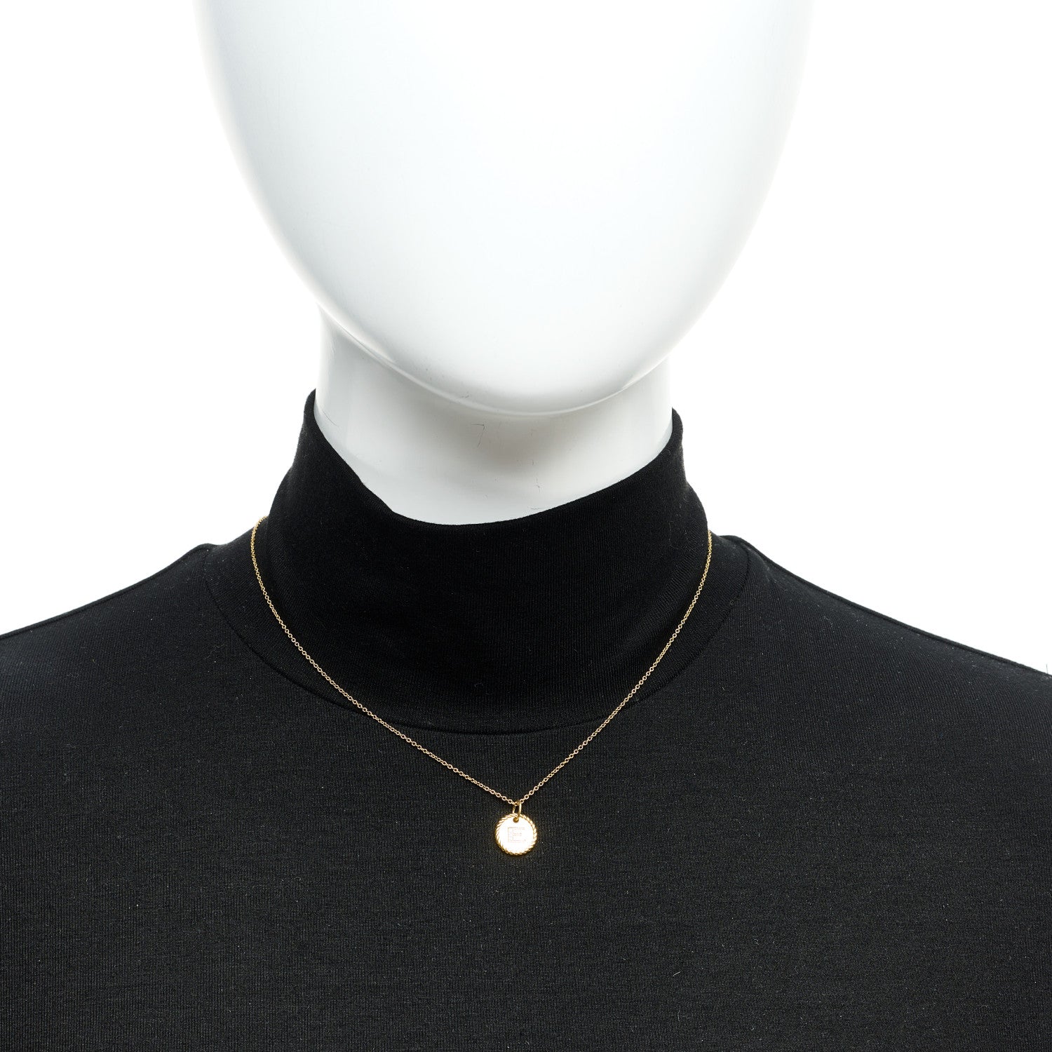 David Yurman 18K Yellow Gold Diamond Initial E Charm Necklace 2 of 5