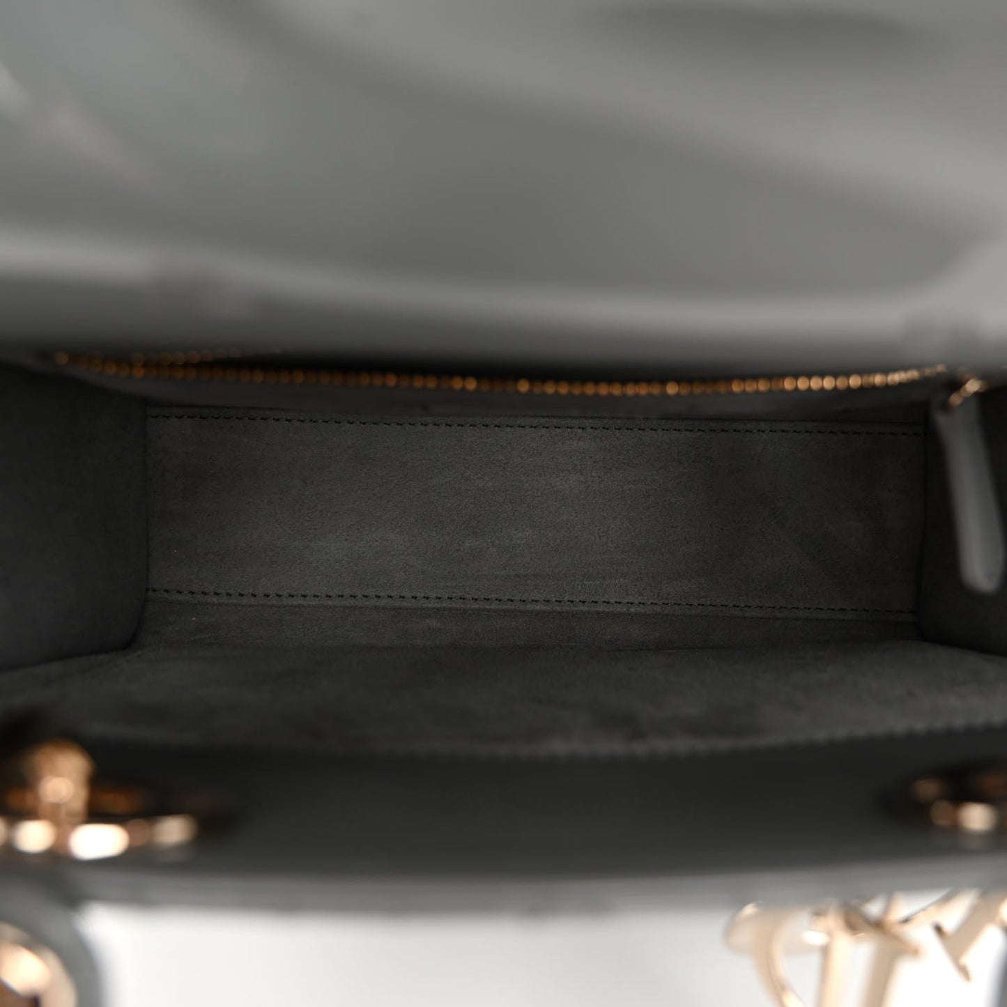 Patent Cannage Small Lady Dior Grey Stone