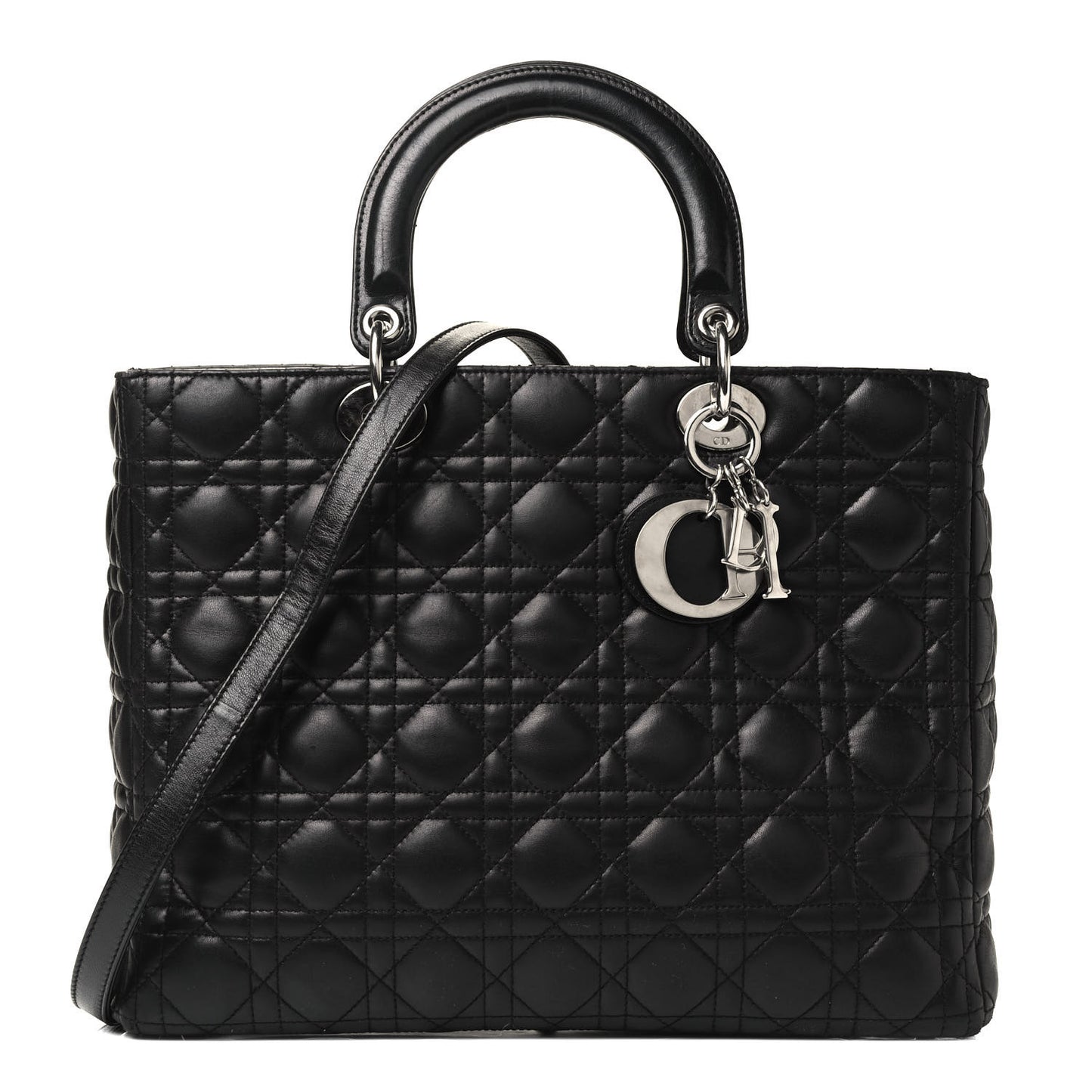 Lambskin Cannage Large Lady Dior Black