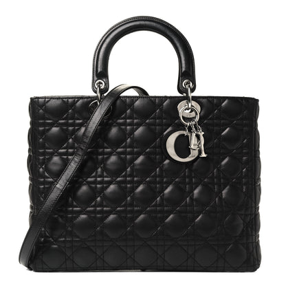 Christian Dior Lambskin Cannage Large Lady Dior Black 1 of 10