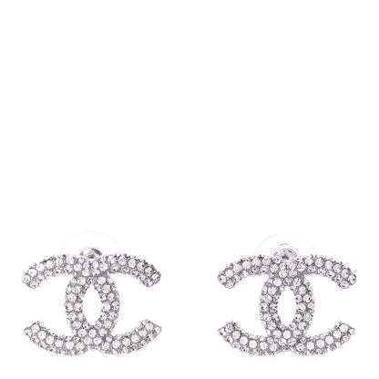 Chanel Crystal CC Earrings Silver 1 of 5