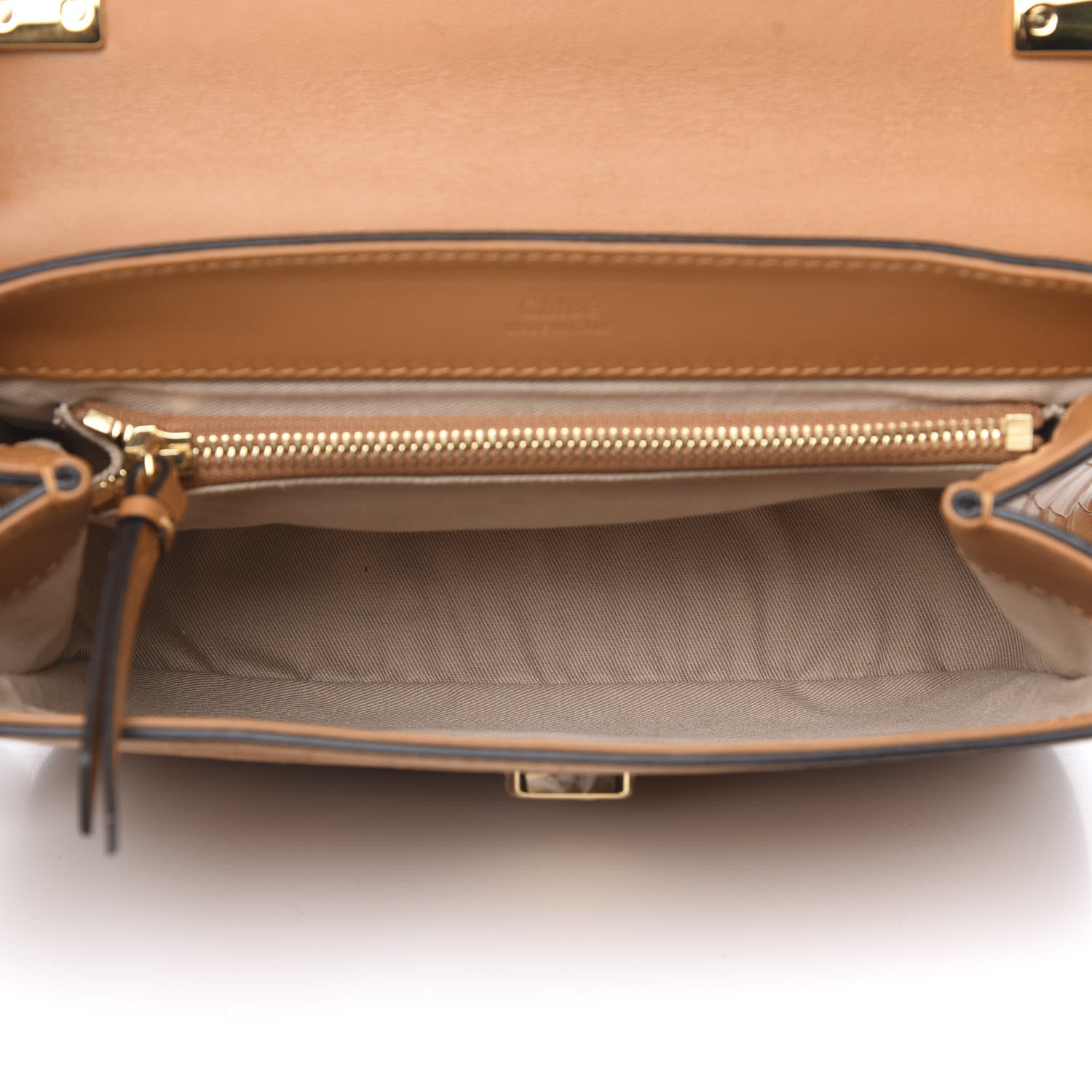 Chloe Calfskin Crocodile Embossed Small C Double Carry Autumnal Brown 5 of 9