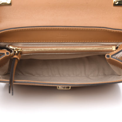 Chloe Calfskin Crocodile Embossed Small C Double Carry Autumnal Brown 5 of 9