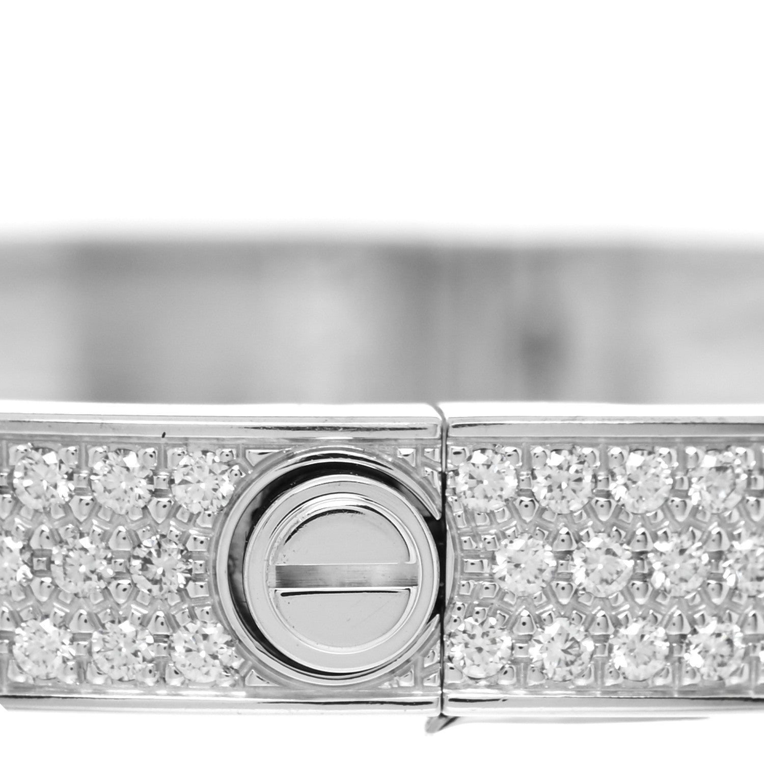 Cartier 18K White Gold Diamond LOVE Paved Bracelet 19 4 of 5