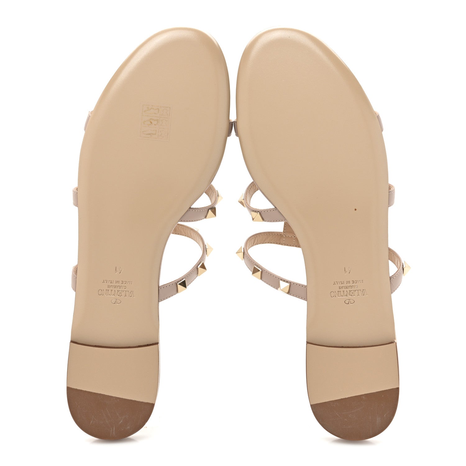 Valentino Garavani Nappa Rockstud Caged Flat Slide Sandals 41 Poudre 5 of 12