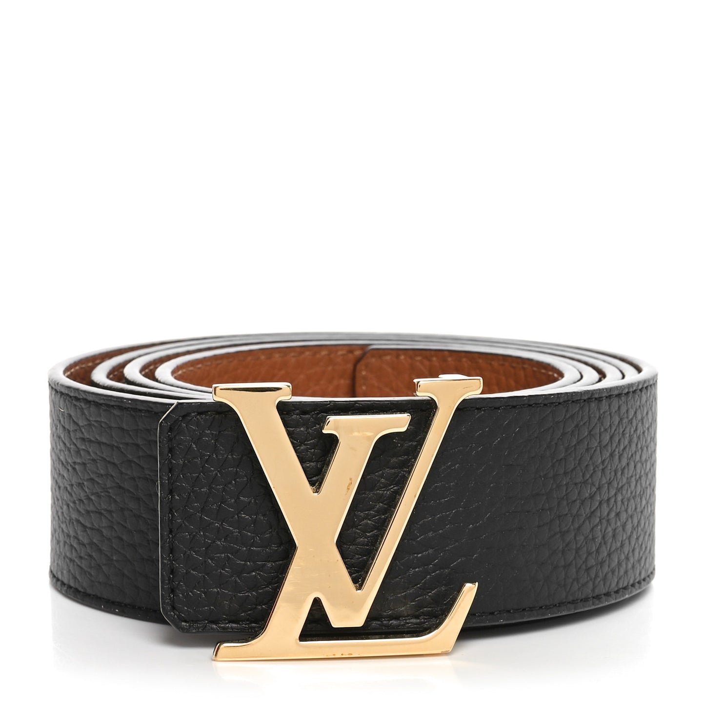 Taurillon Calfskin 30mm LV Initiales Reversible Belt 120 48 Black