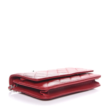Chanel Caviar Quilted Wallet on Chain WOC Red 4 of 9