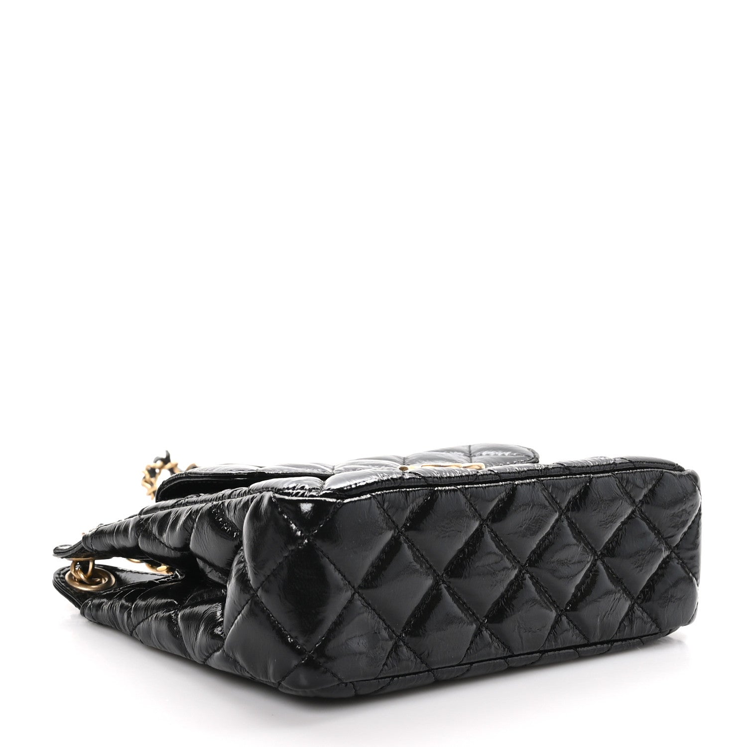 Chanel Shiny Crumpled Calfskin Quilted Small Wavy CC Hobo Black 4 of 11
