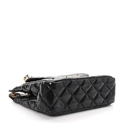 Chanel Shiny Crumpled Calfskin Quilted Small Wavy CC Hobo Black 4 of 11