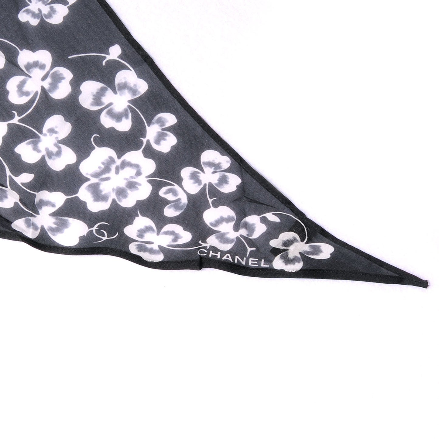 Silk Muslin CC Clover Stole Black