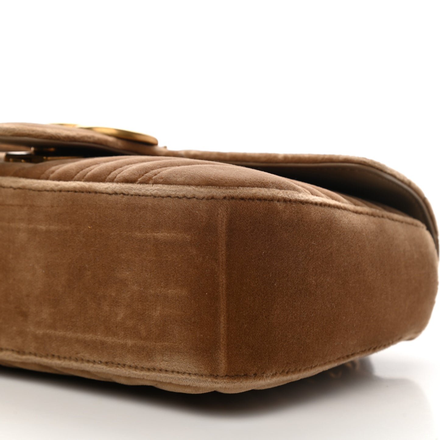 Velvet Matelasse Small GG Marmont Shoulder Bag Taupe