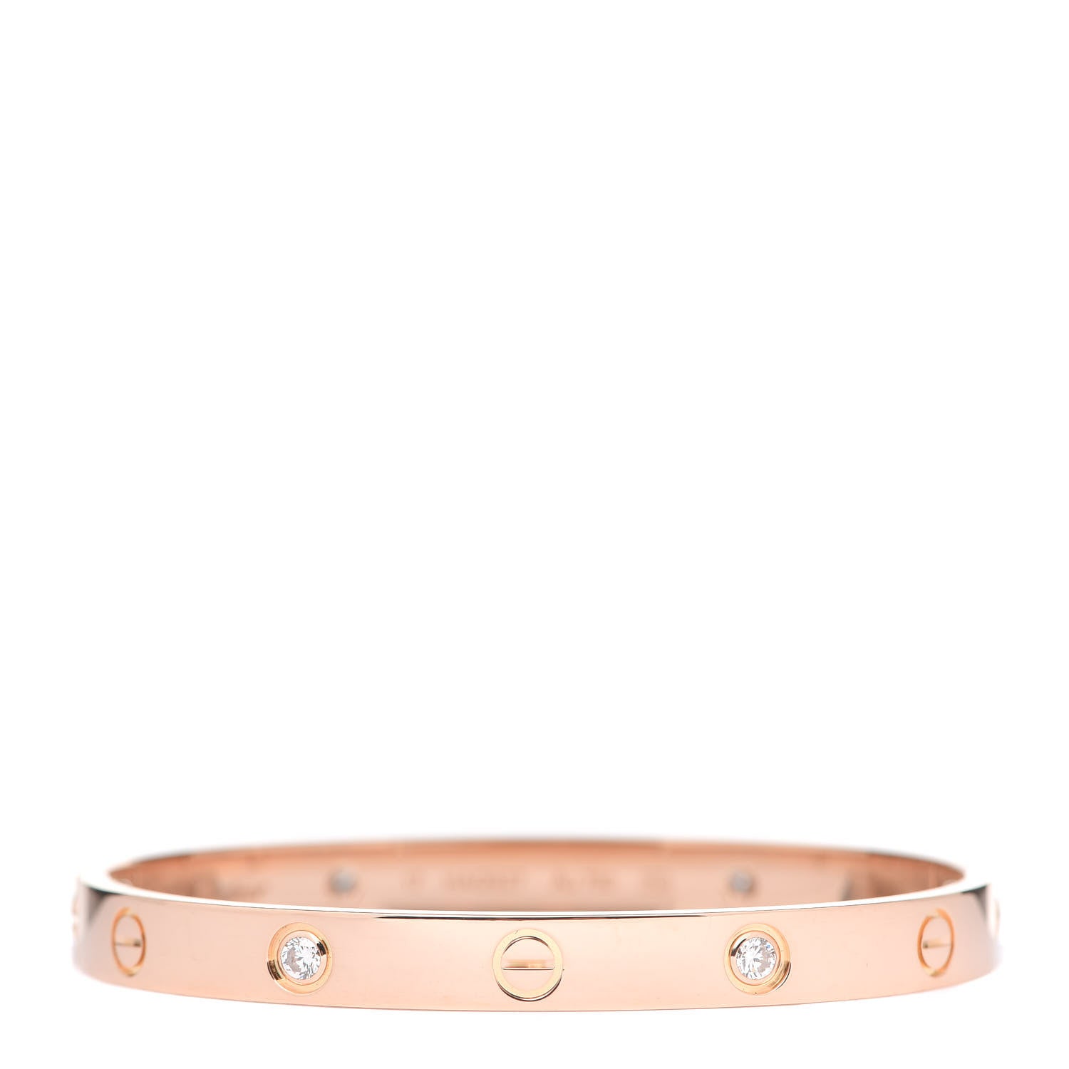 Cartier 18K Pink Gold 4 Diamond LOVE Bracelet 17 1 of 9