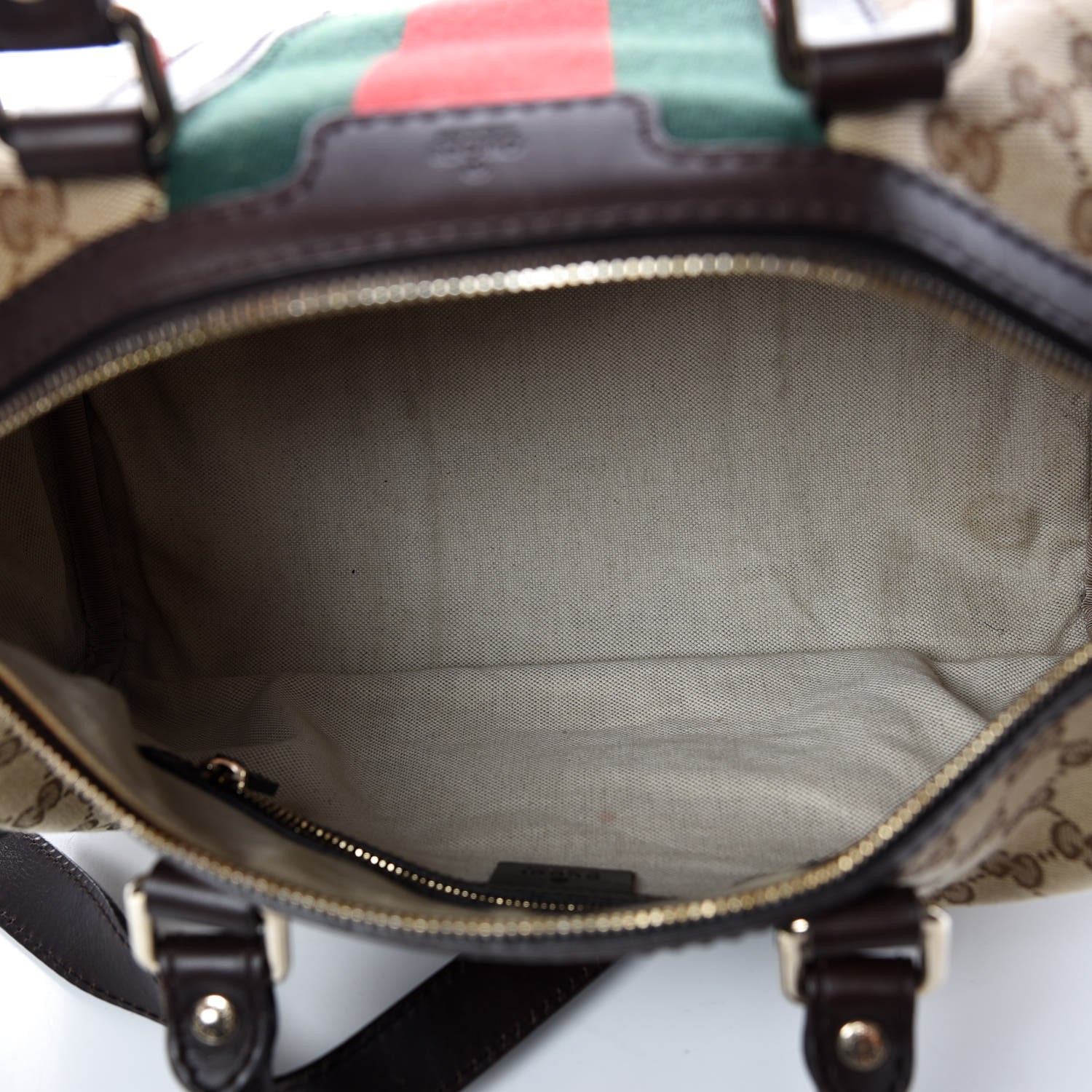 Gucci Monogram Vintage Web Medium Boston Dark Brown 6 of 13
