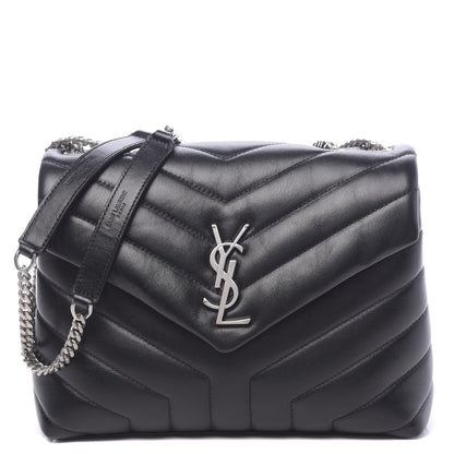 Saint Laurent Calfskin Y Quilted Monogram Small Loulou Chain Satchel Black 1 of 9
