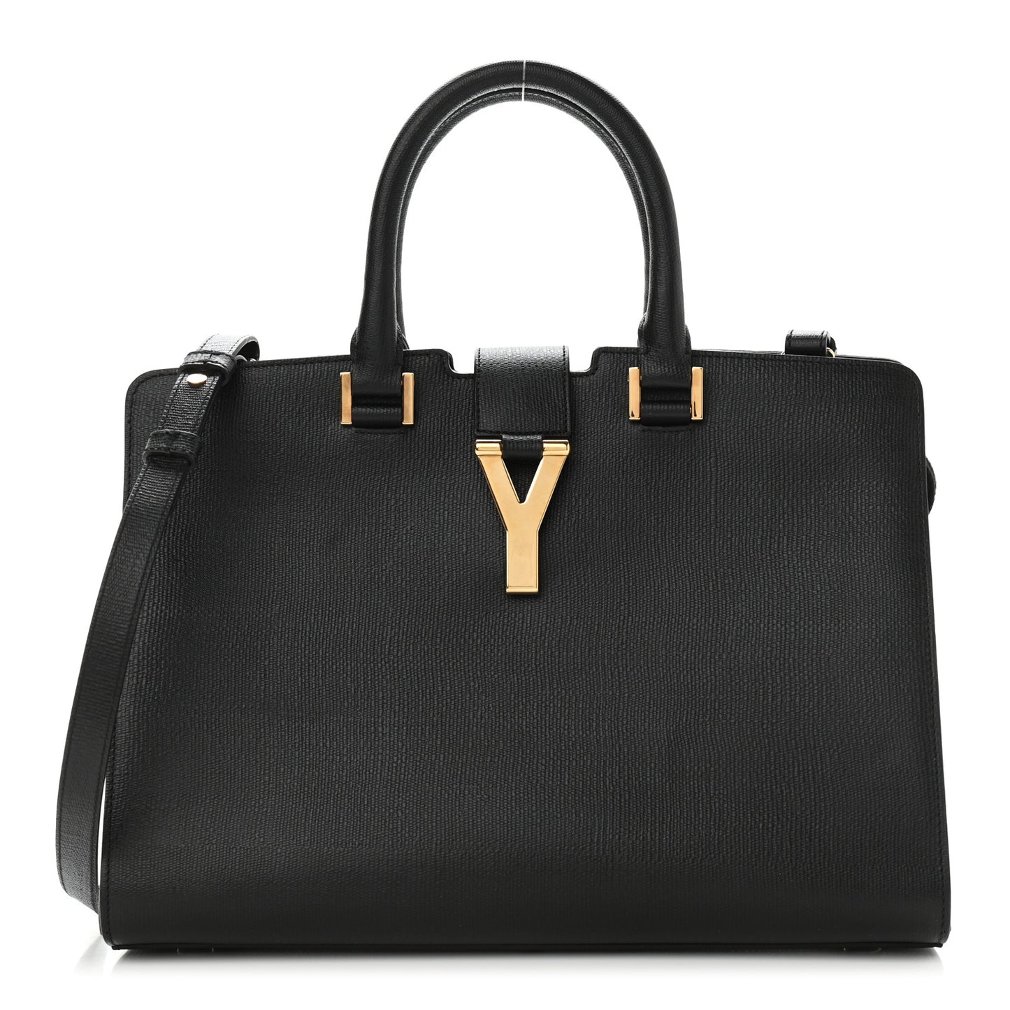 Textured Calfskin Small Classic Y Cabas Black
