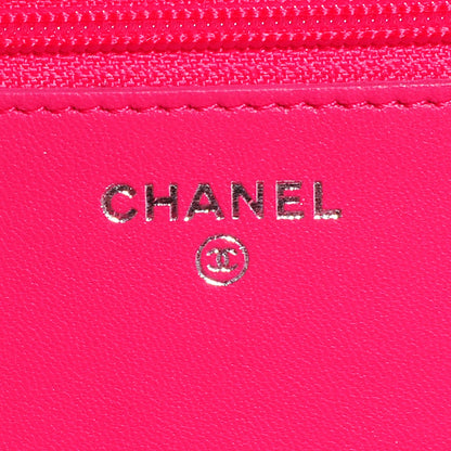 Chanel Lambskin Quilted Wallet On Chain WOC Fuchsia 7 of 9