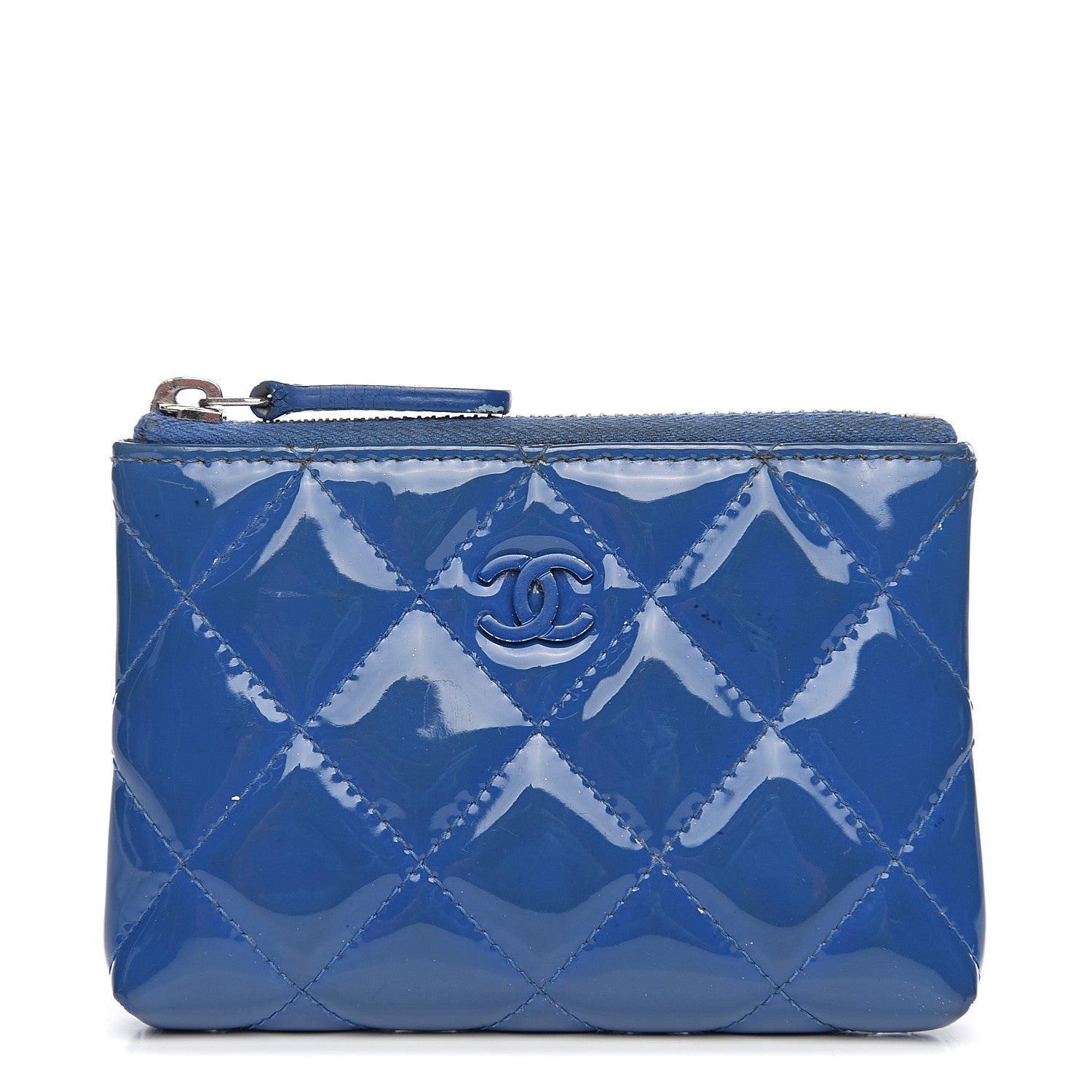 Chanel Patent Quilted Key Holder Case Dark Blue 1 of 9