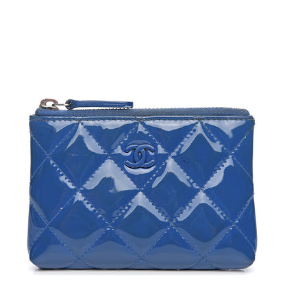 Chanel Patent Quilted Key Holder Case Dark Blue 1 of 9