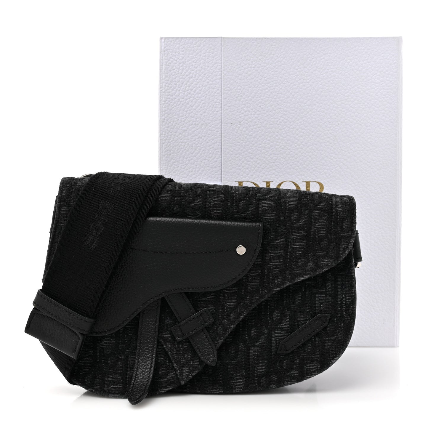 Oblique Saddle Messenger Pouch Black