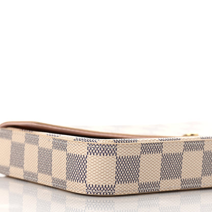 Louis Vuitton Damier Azur Pochette Felicie Chain Wallet Rose Ballerine 8 of 10