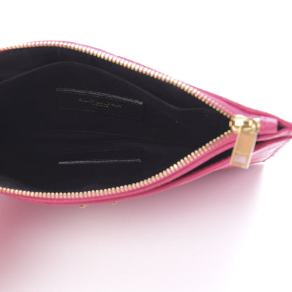 Saint Laurent Grain De Poudre Chevron Monogram Bill Pouch Bright Pink 4 of 7