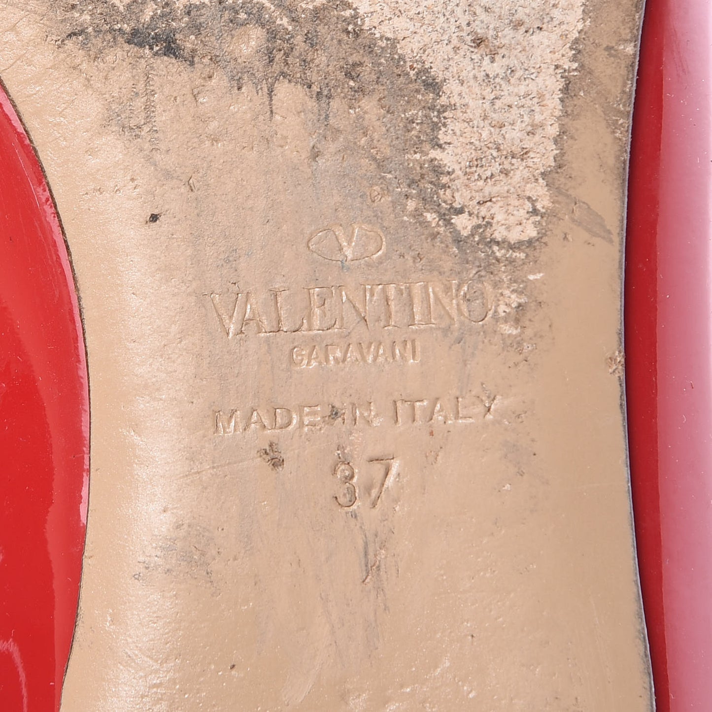 Patent Nappa Rockstud Ballerina Flats 37 Rosso Valentino Poudre