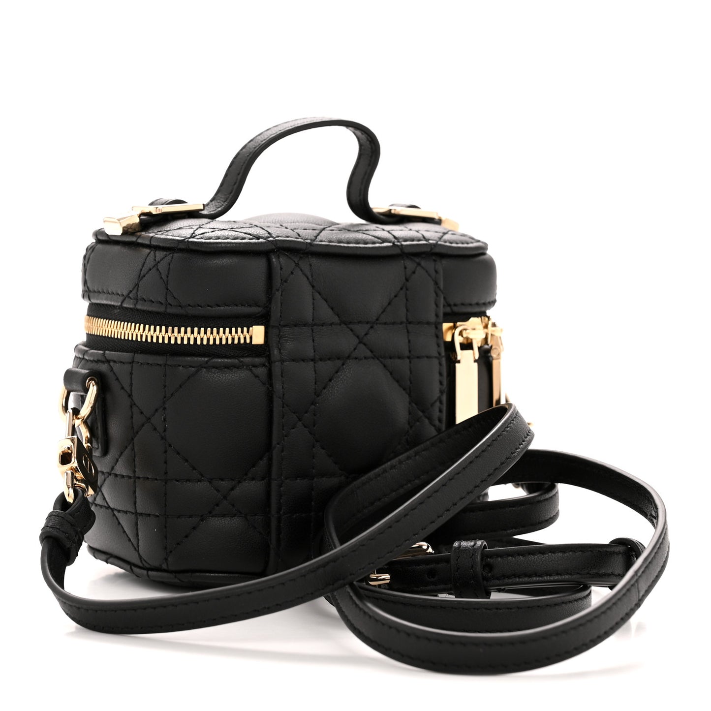 Lambskin Cannage Micro Lady Dior Vanity Case Black