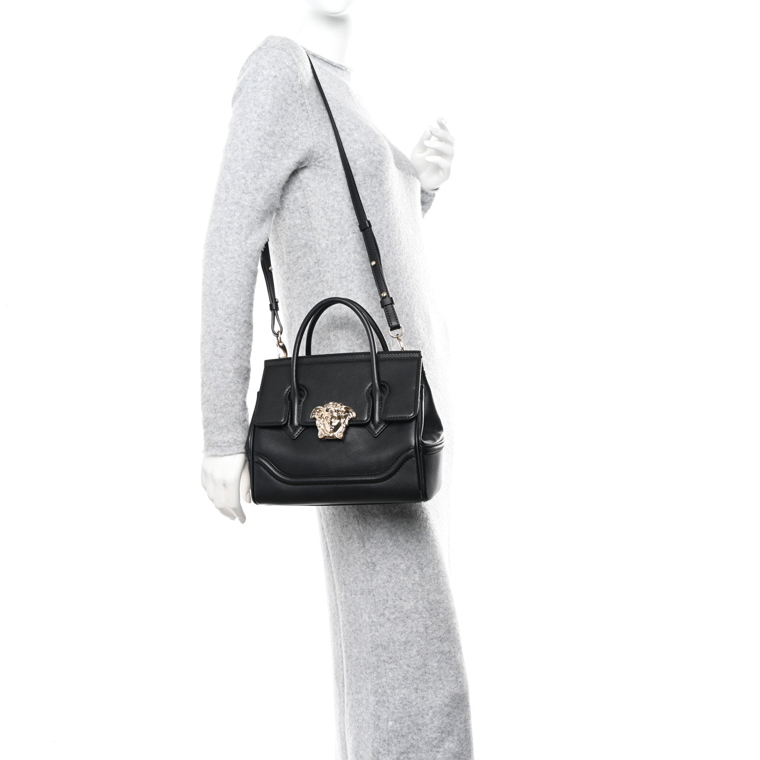 Versace Calfskin Medium Palazzo Empire Bag Black 2 of 17