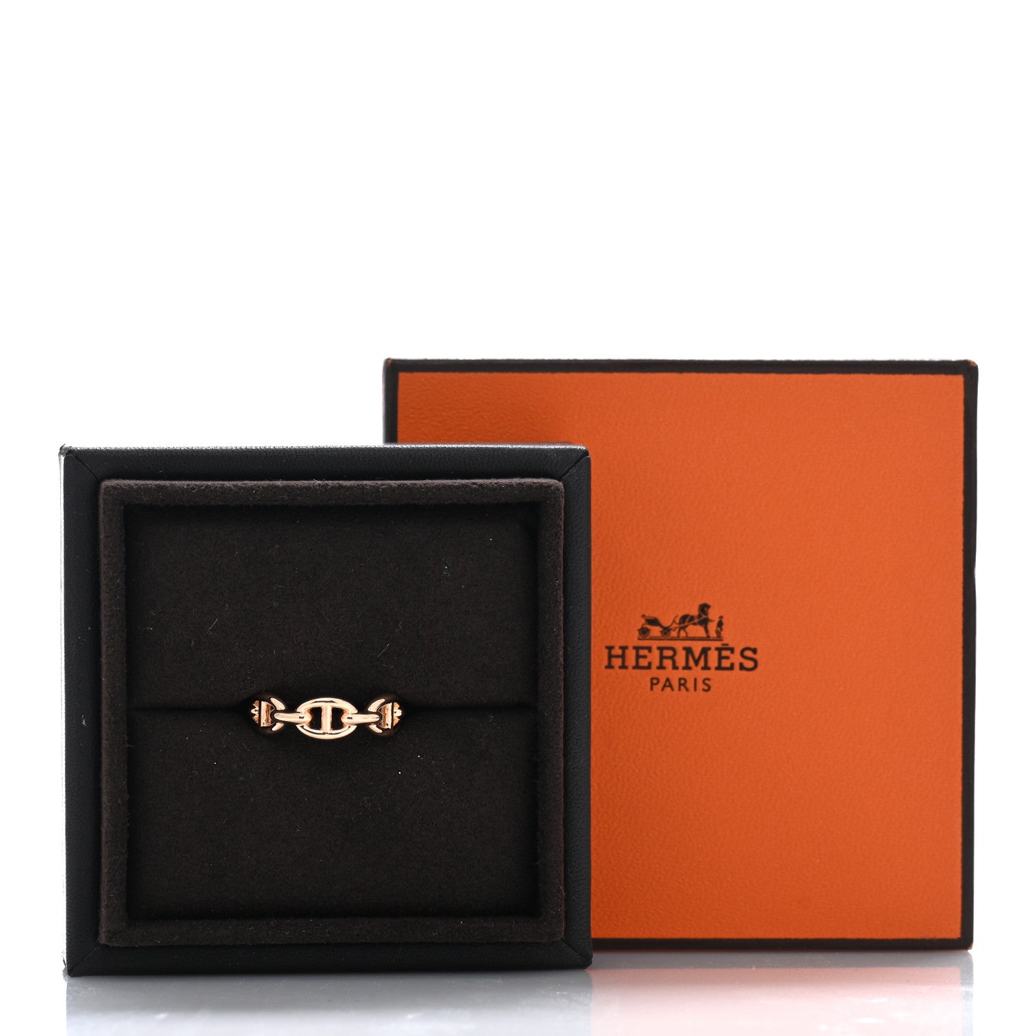 Hermes 18K Rose Gold PM Chaine d'Ancre Enchainee Ring 52 6 5 of 5