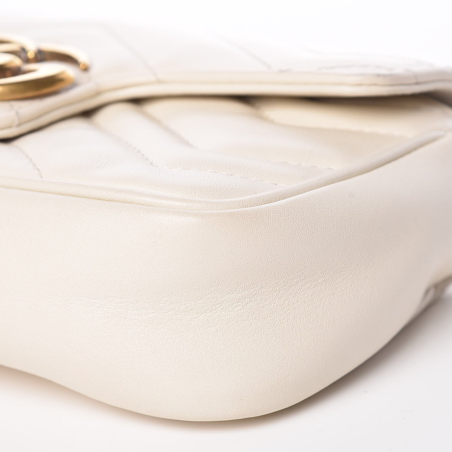Gucci Calfskin Matelasse Super Mini GG Marmont Shoulder Bag White 9 of 17