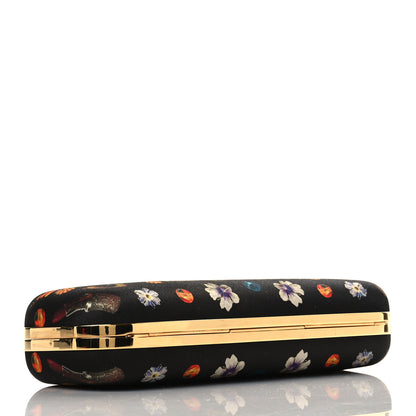 Alexander McQueen Silk Obsession Print Skull Knuckle Box Clutch Black 4 of 6