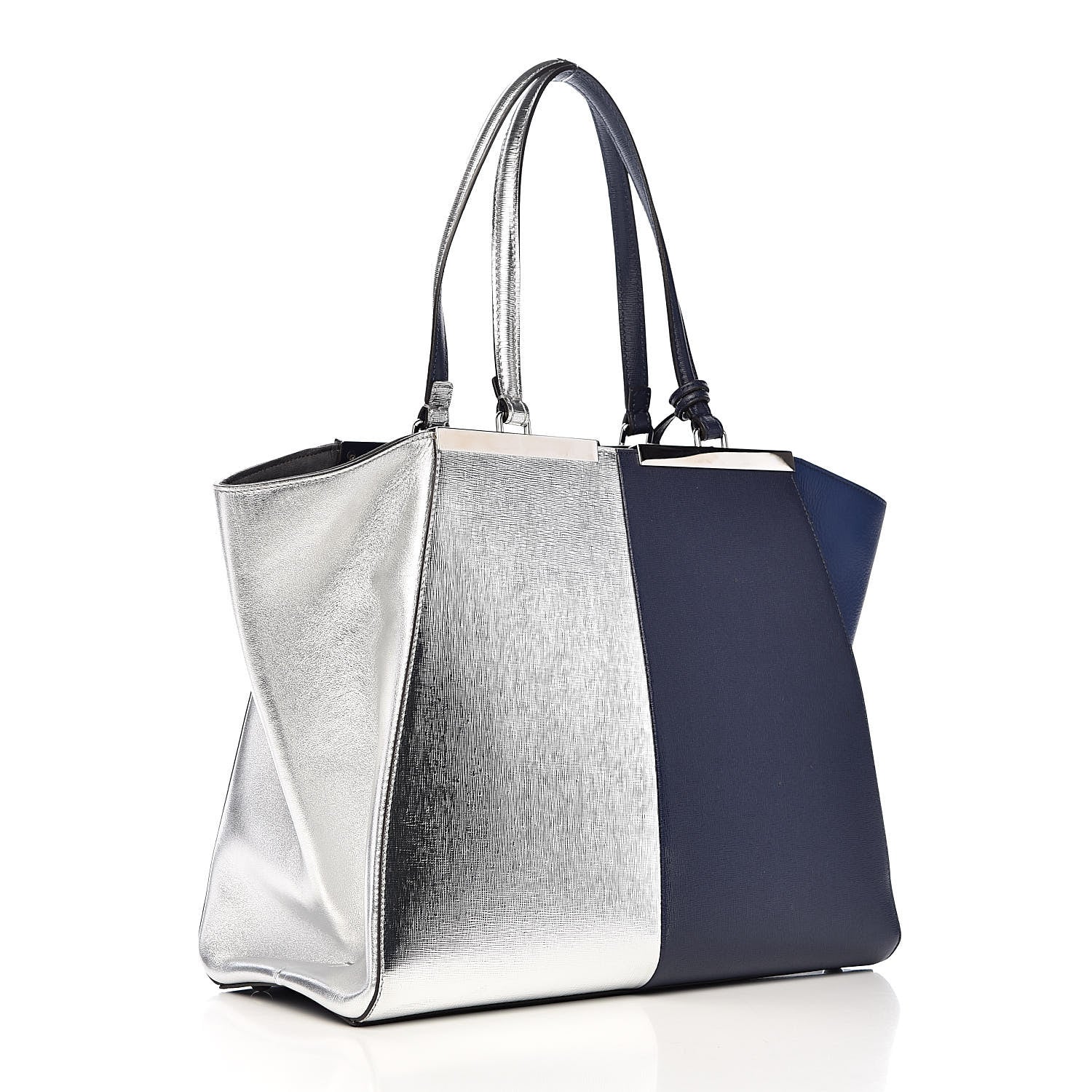 Fendi Vitello Elite Bi-Color Large 3Jours Tote Argento Palladio 3 of 14