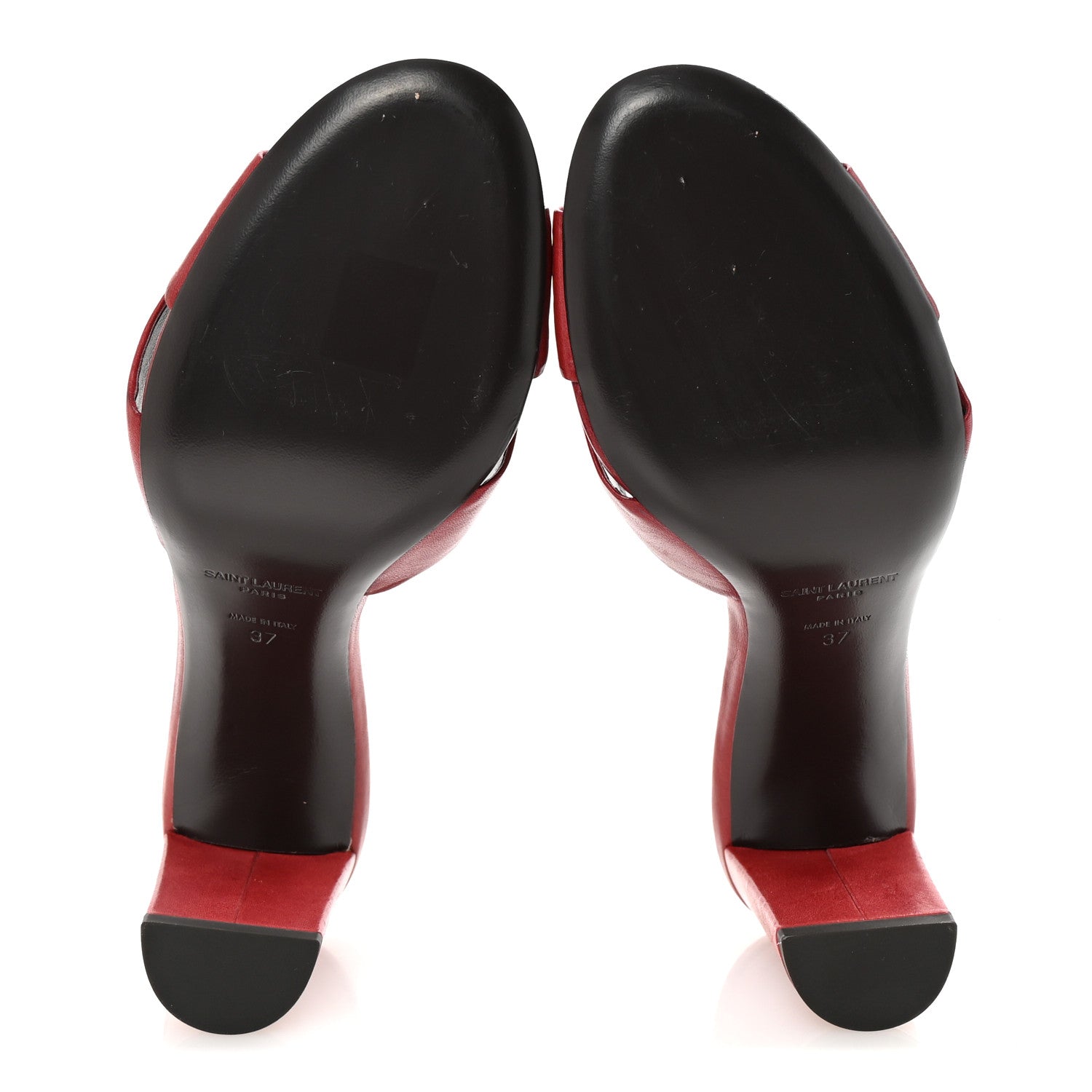 Saint Laurent Lambskin Bianca Mules 37 Red 6 of 10