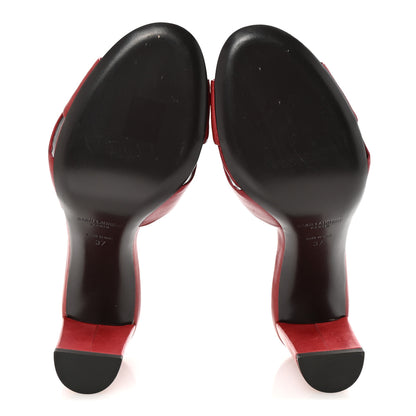 Saint Laurent Lambskin Bianca Mules 37 Red 6 of 10