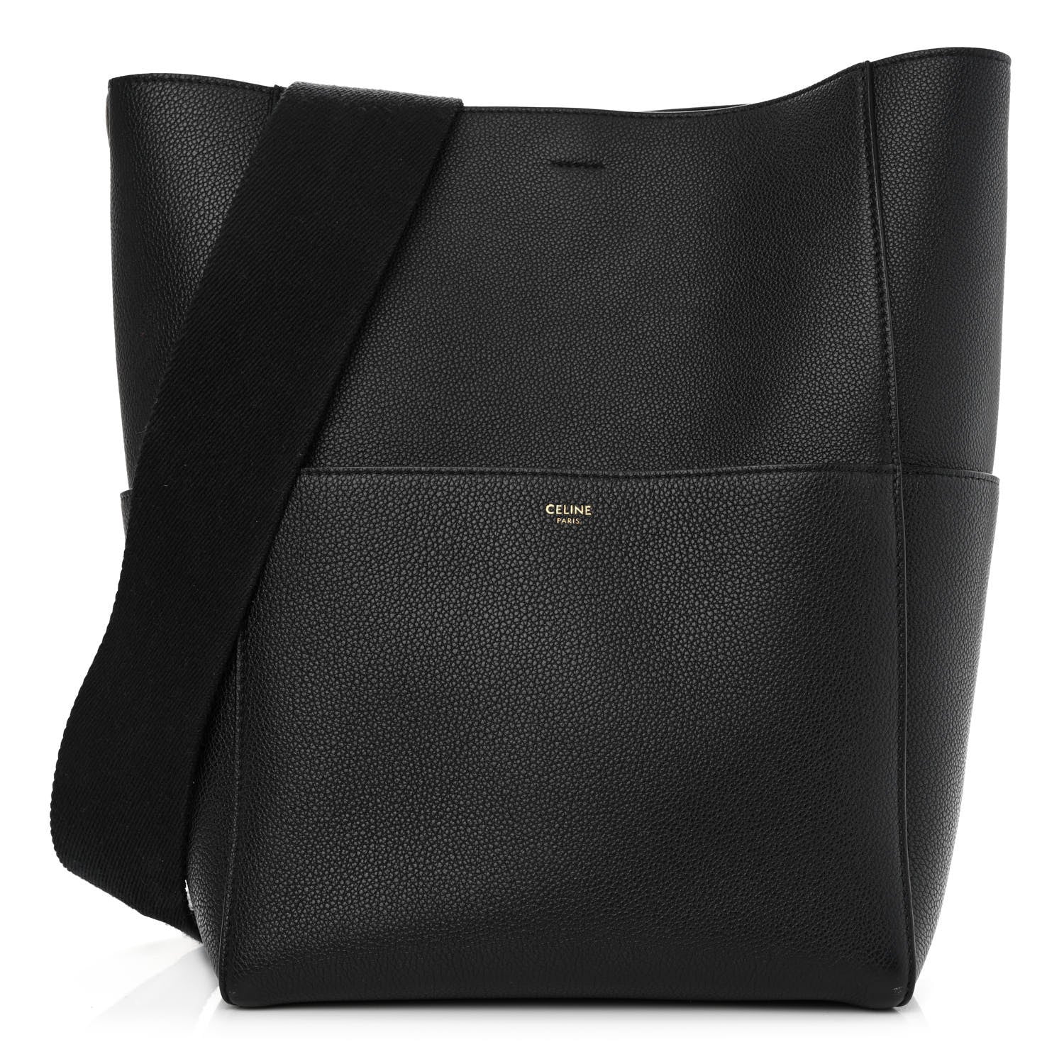 Celine Soft Grained Calfskin Sangle Bucket Bag Black 1 of 13
