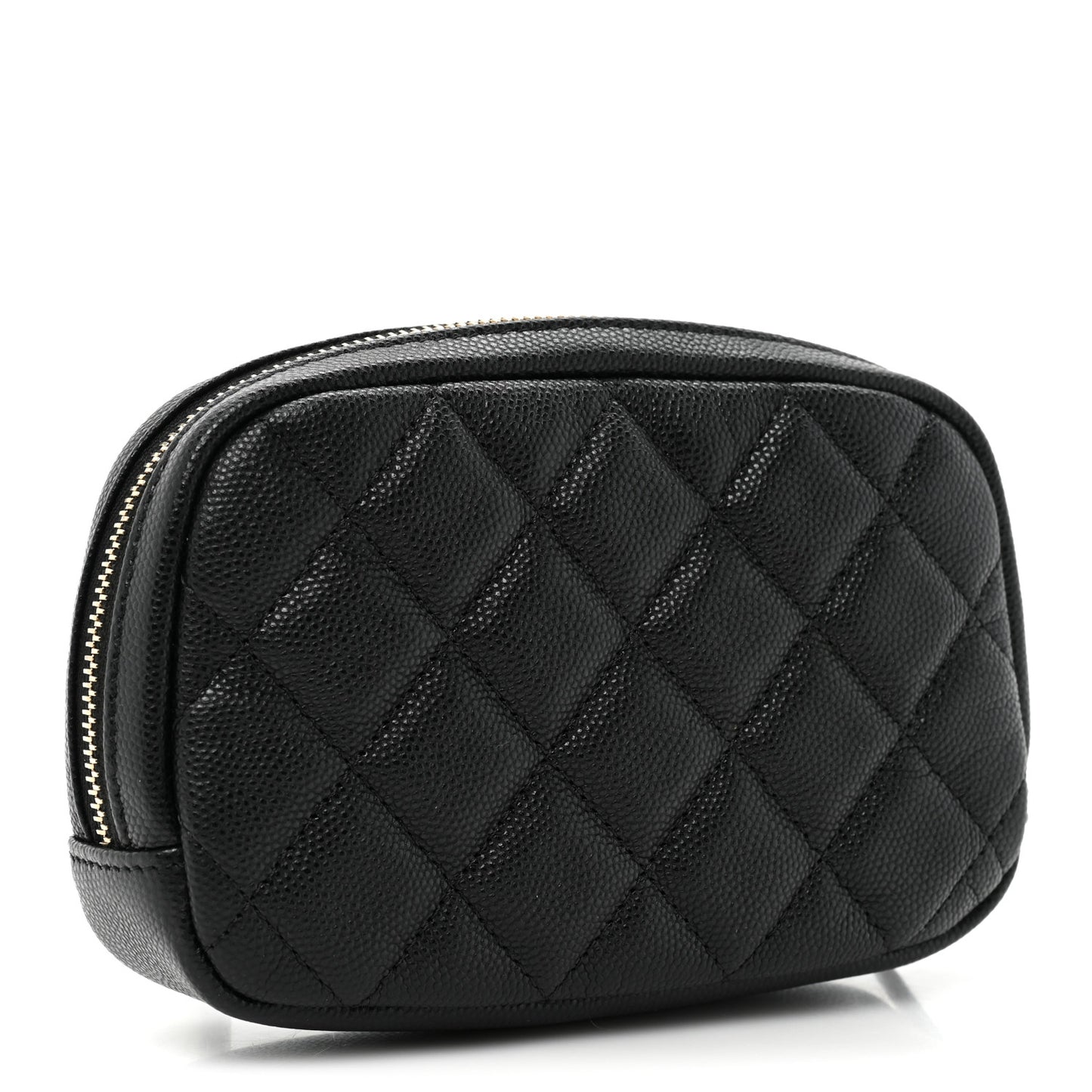 Caviar Quilted Small Curvy Pouch Cosmetic Case Black