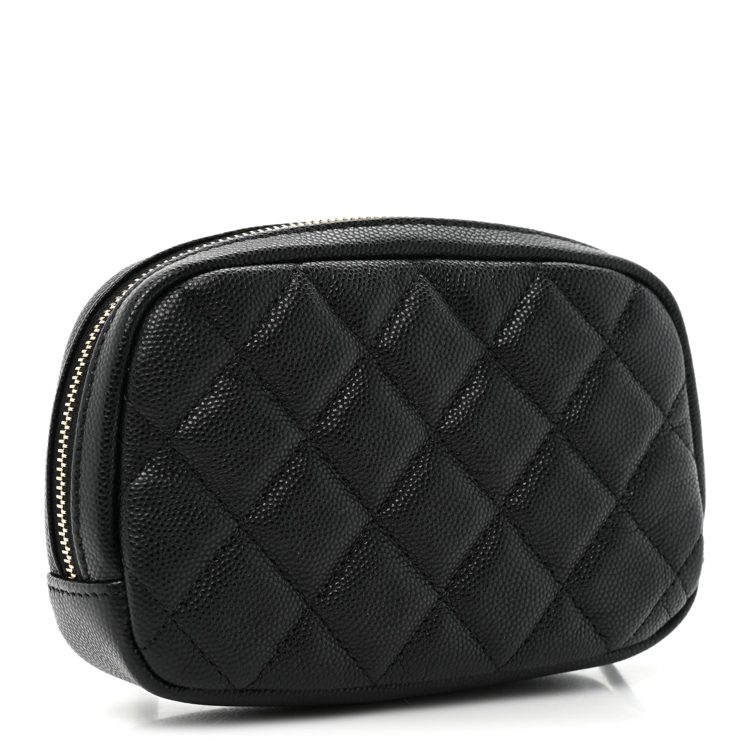 Chanel Caviar Quilted Small Curvy Pouch Cosmetic Case Black 3 of 10