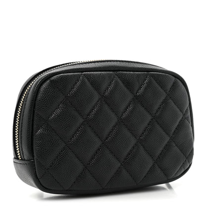 Chanel Caviar Quilted Small Curvy Pouch Cosmetic Case Black 3 of 10