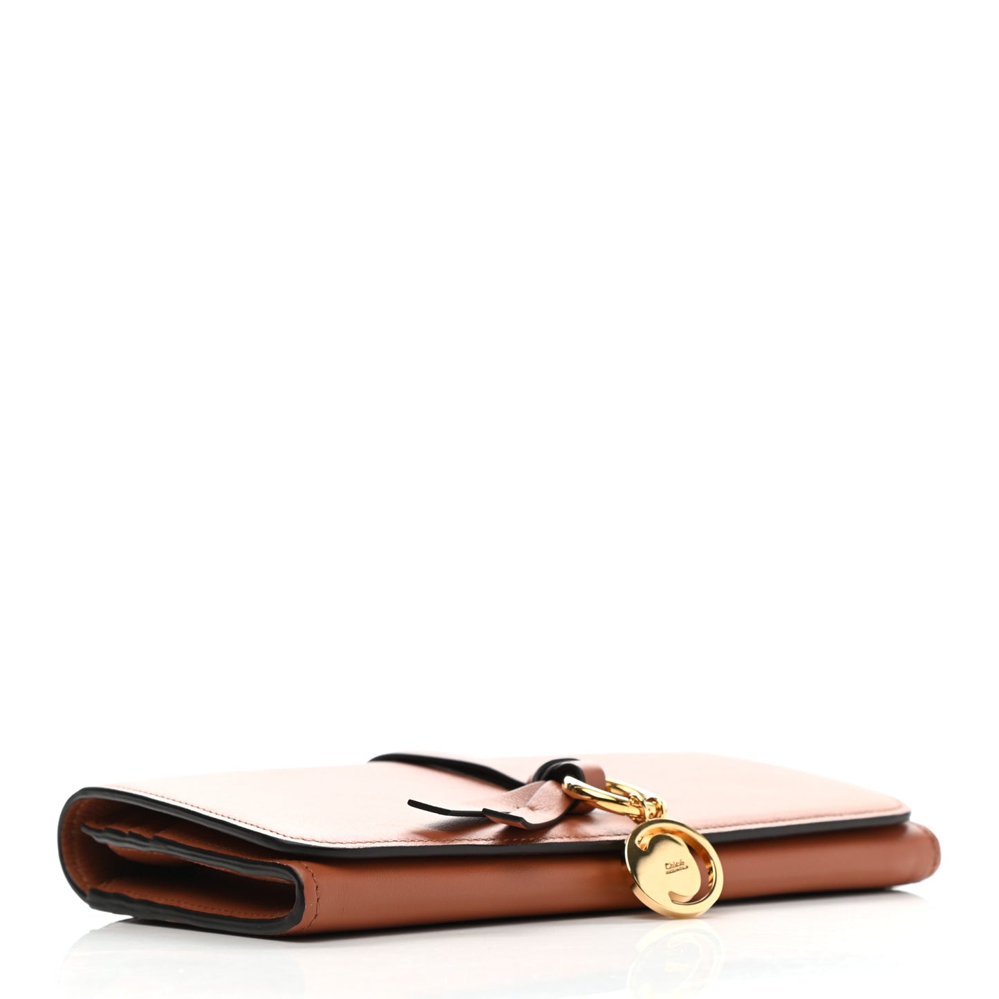 Calfskin Alphabet Long Wallet Brown