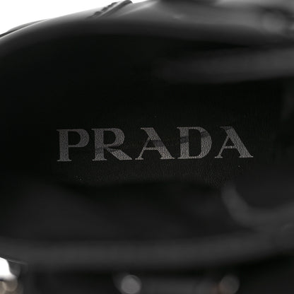 Prada Spazzolato Rois Nylon Metal Triangle Logo Monolith Pouch Pocket 55mm Boots 40 Black 8 of 8