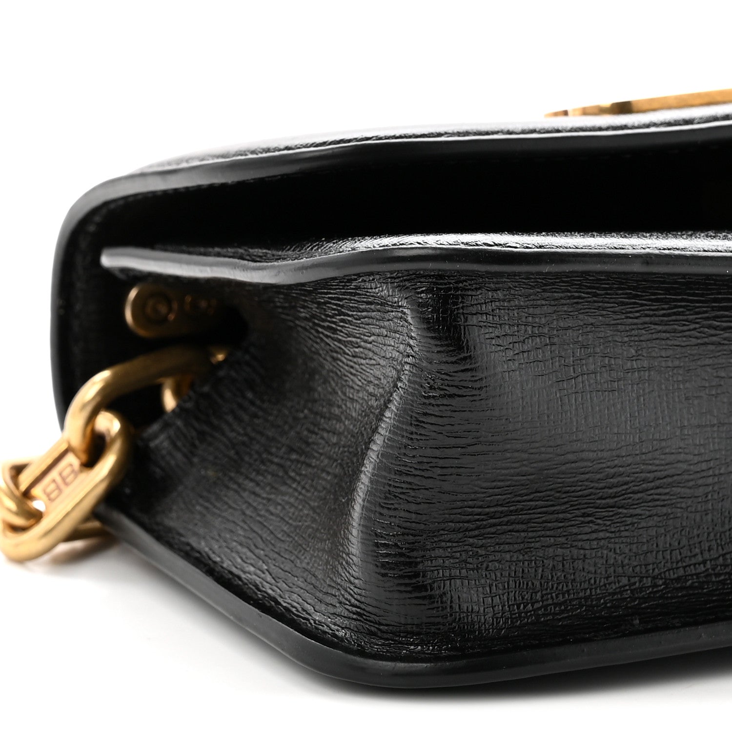 Balenciaga Calfskin Stripe Embossed Gossip Chain Bag XS Black 8 of 9