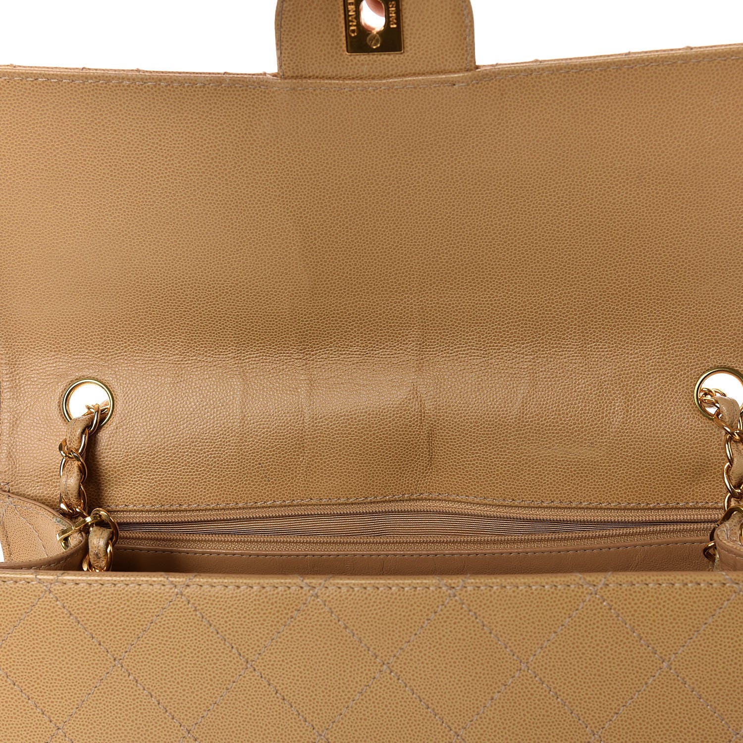 Chanel Caviar Stitched Jumbo Single Flap Beige 14 of 14