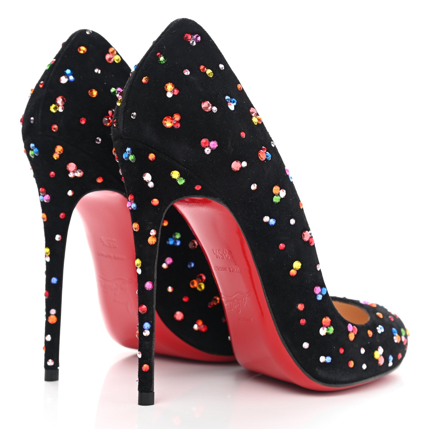 Christian Louboutin Veau Velour Dorissima Clair de Lune 120 Pumps 35.5 Black Multi 4 of 10