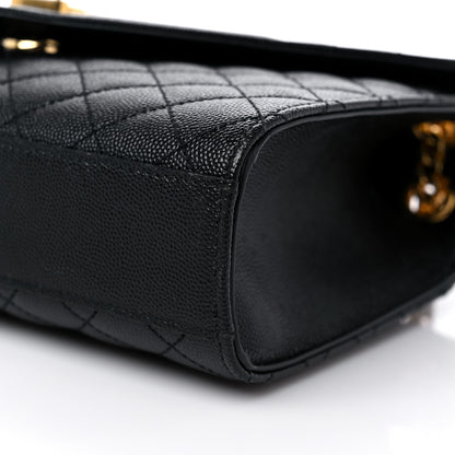 Saint Laurent Grain De Poudre Textured Mixed Matelasse Triquilt Medium Monogram Satchel Black 9 of 10