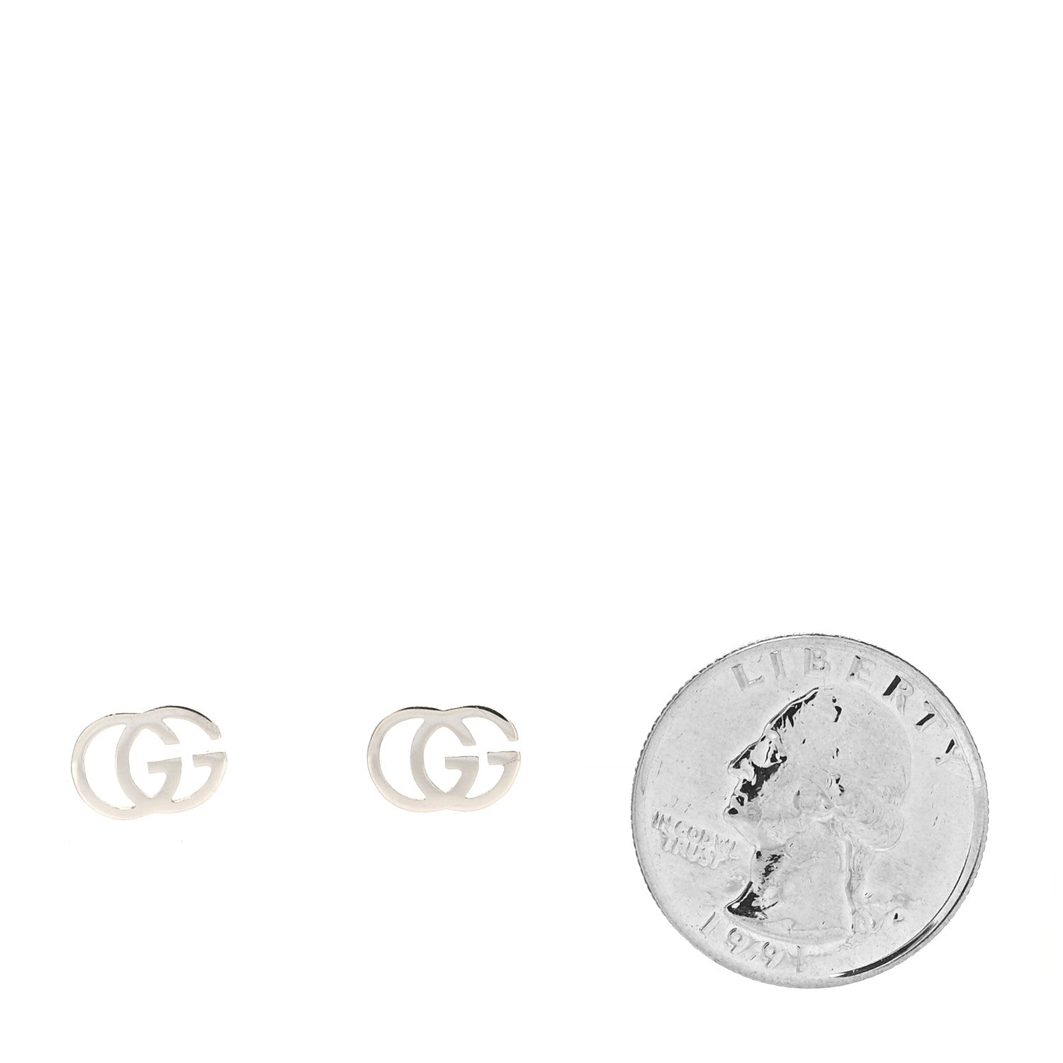 Gucci 18K White Gold GG Tissue Stud Earrings 2 of 5
