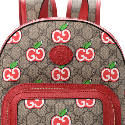 Gucci GG Supreme Monogram Apple Small Retro Interlocking G Day Backpack Beige Multicolor Lobster Red 9 of 10