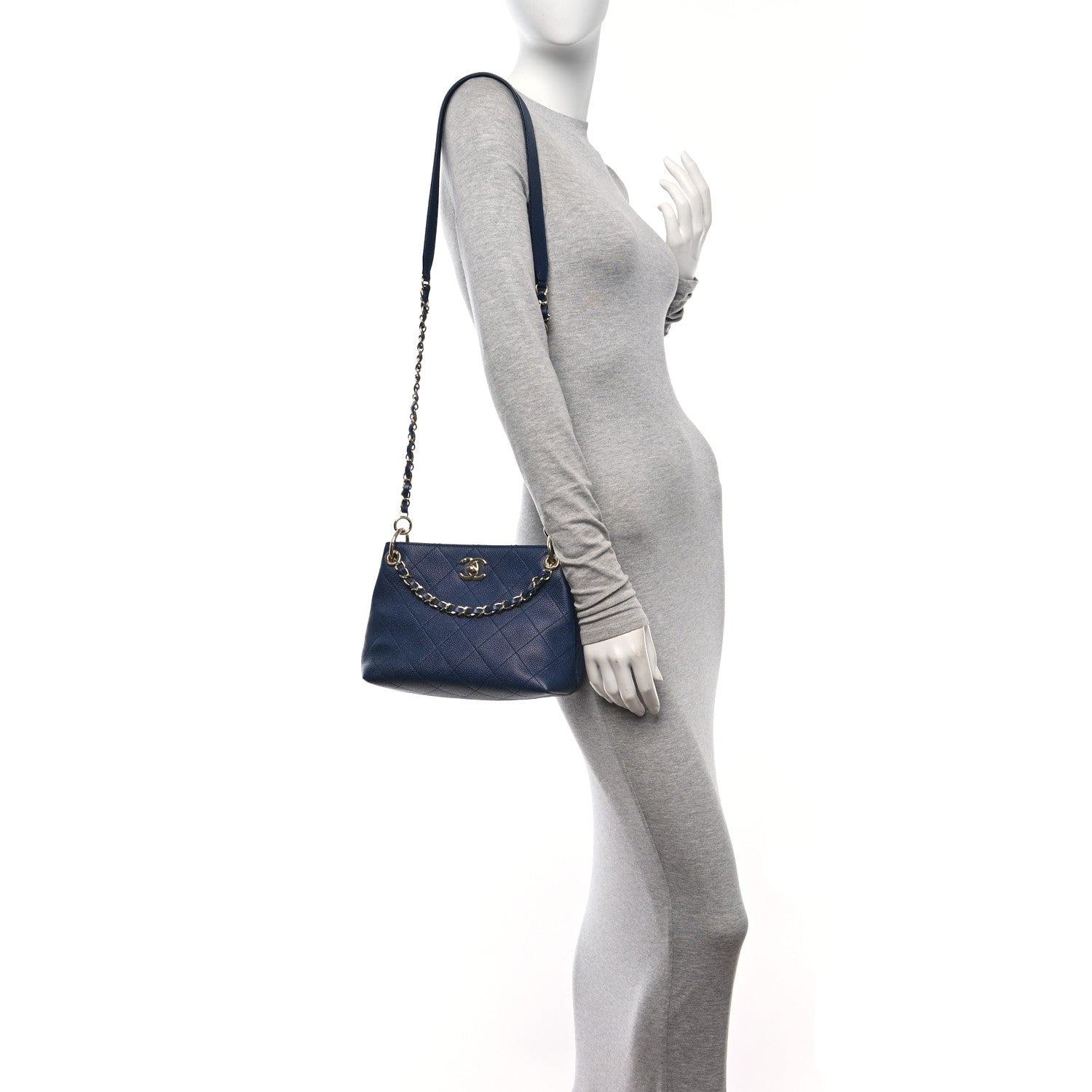 Chanel Caviar Quilted Small City Walk Hobo Navy Blue 2 of 10