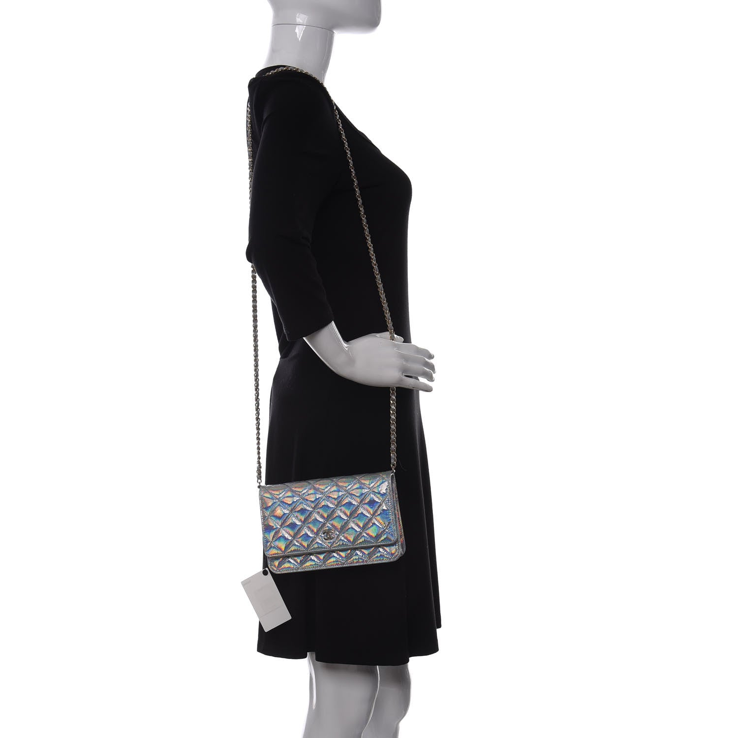Chanel Iridescent Goatskin Quilted Wallet On Chain WOC Silver 2 of 12
